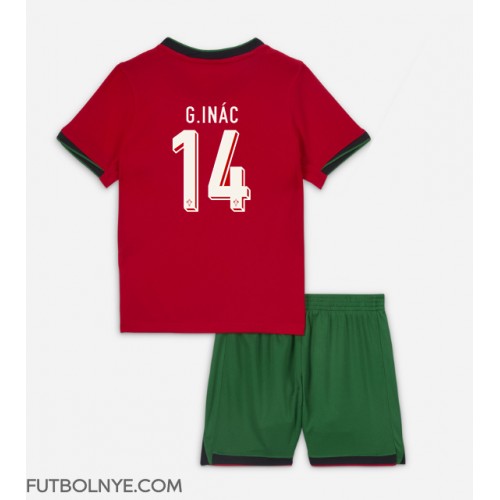 Camiseta Portugal Goncalo Inacio #14 Primera Equipación para niños Eurocopa 2024 manga corta (+ pantalones cortos)